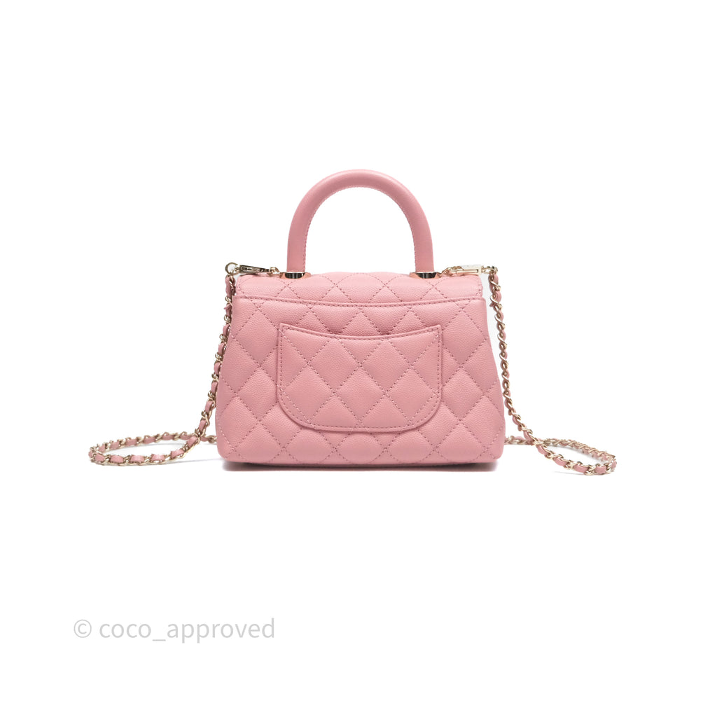 Chanel Mini Coco Handle Quilted Pink Caviar Gold Hardware