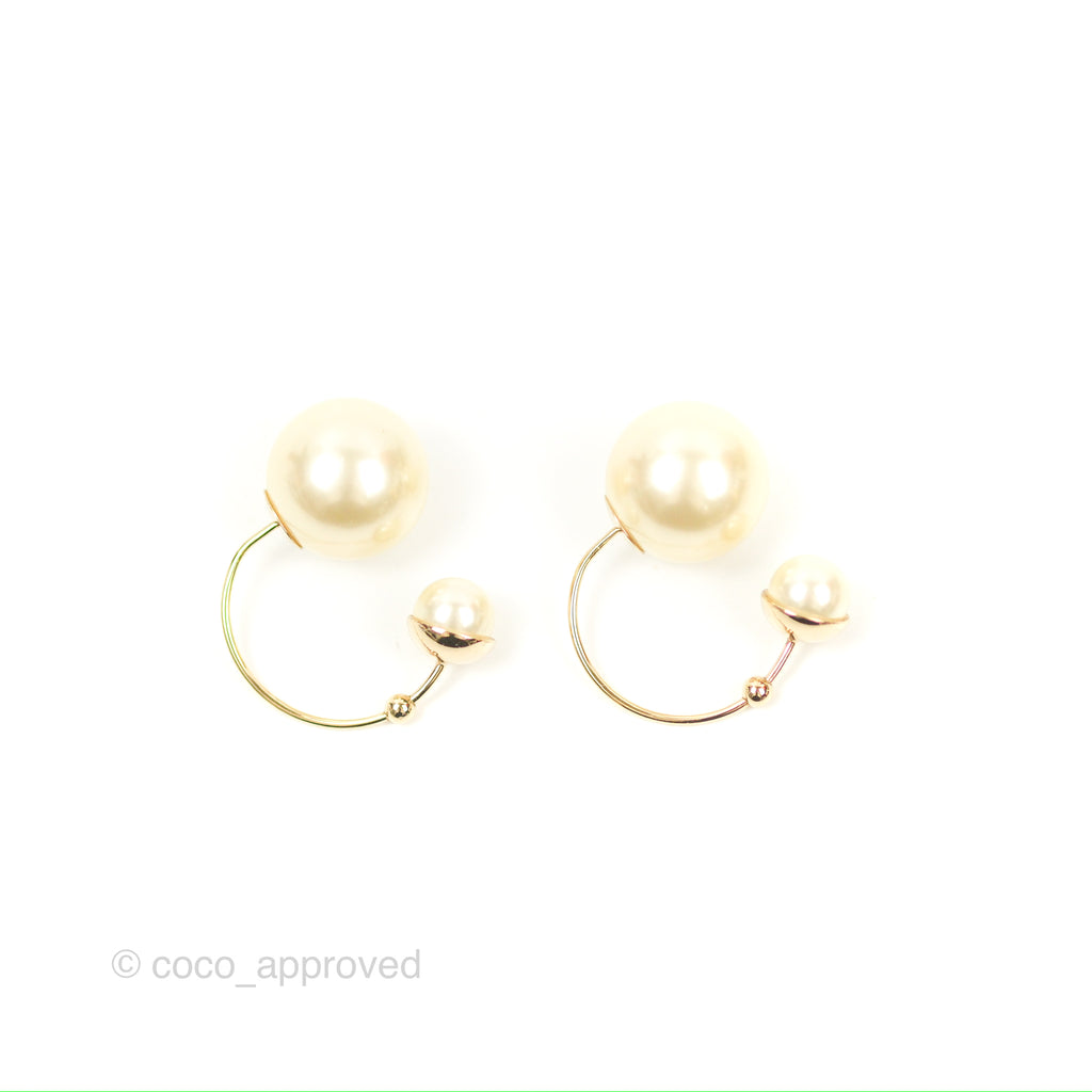 Dior Pearl Earrings Gold Tone