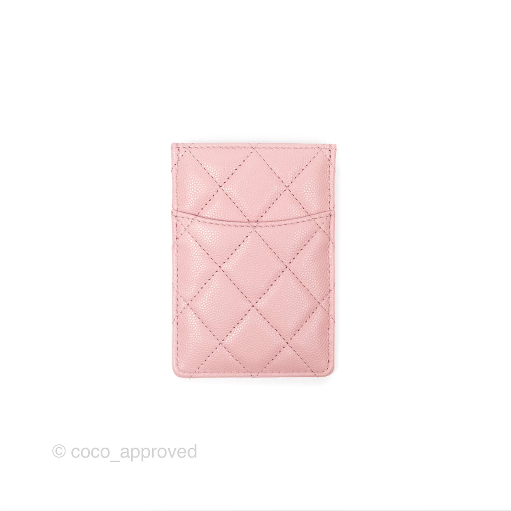 Chanel CC Resin Stone Card Holder Pink Caviar 23K