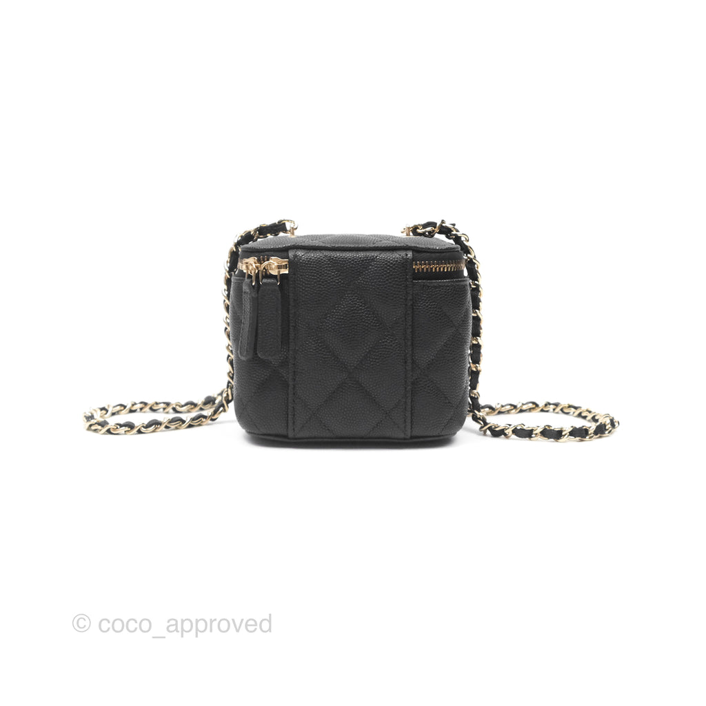 Chanel Mini Vanity With Chain Black Caviar Gold Hardware