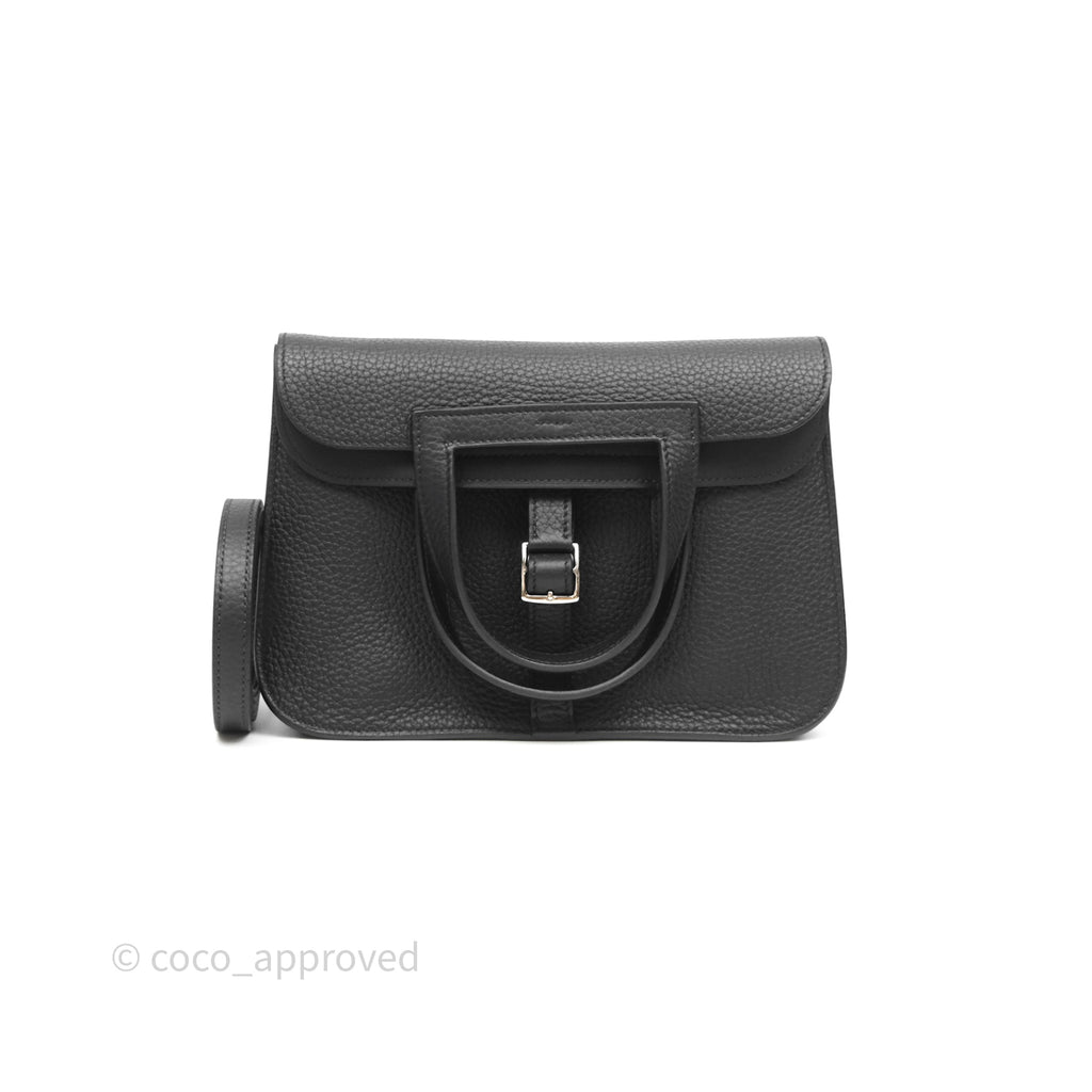 Hermès Halzan 25 Black Noir 89 Clemence Palladium Hardware