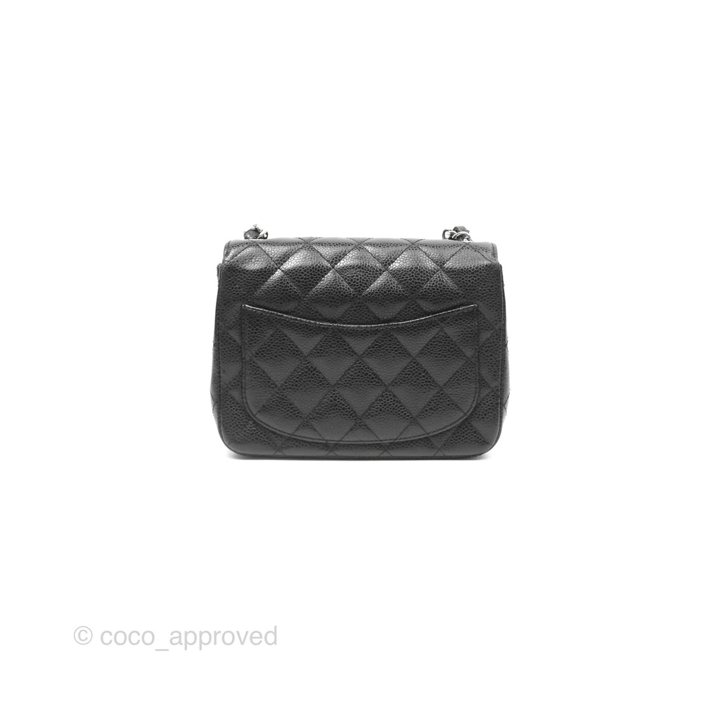 Chanel Mini Square Flap Quilted Black Caviar Silver Hardware