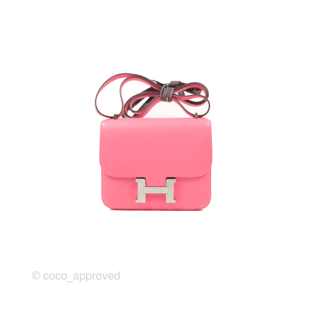 Hermès Constance Mini 18 Rose Azalee Evercolor Palladium Hardware