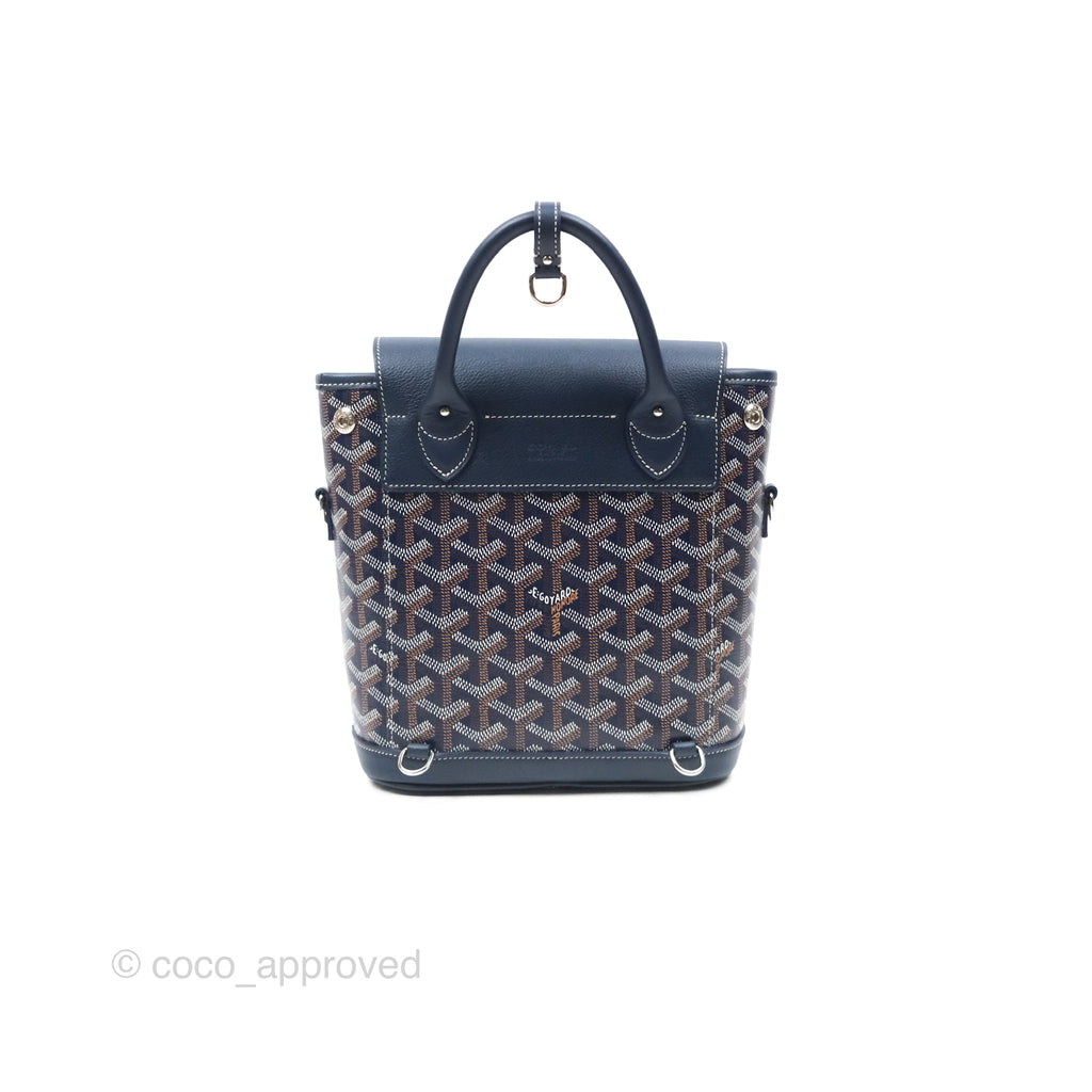 Goyard Mini Alpin Backpack Navy Blue Goyardine Calfskin