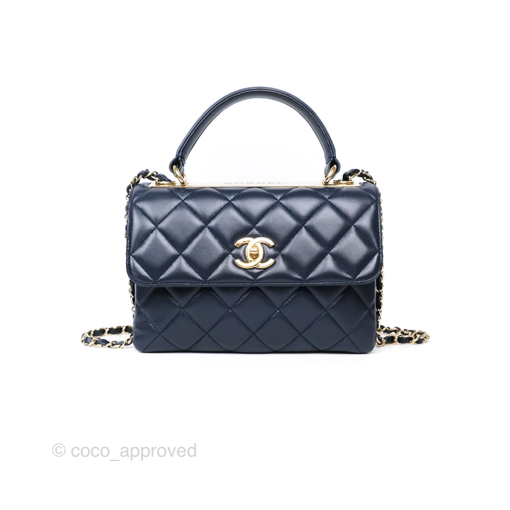 Chanel Small Trendy CC Navy Lambskin Gold Hardware