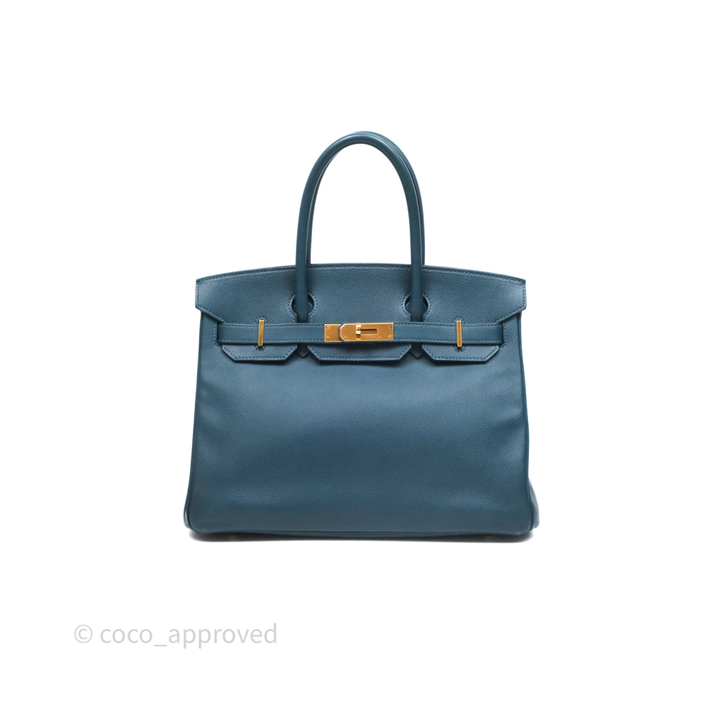 Hermès Birkin 30 Retourne Bleu de Prusse 7P Epsom Gold Hardware