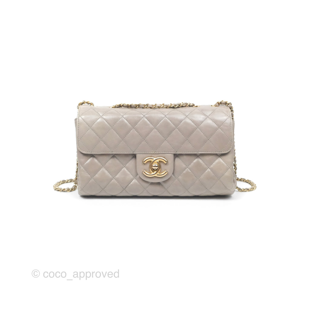 Chanel Accordion Flap Bag Taupe Crinkled Glazed Calfskin