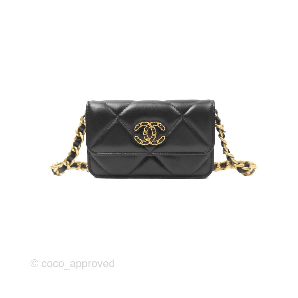 Chanel 19 Clutch With Chain Black Lambskin Mixed Hardware
