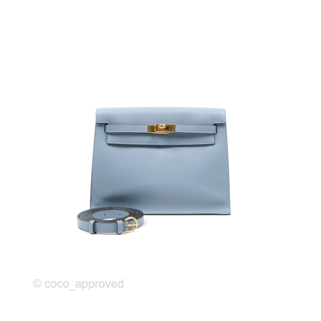 Hermès Kelly Danse II Bag Blue Lin J7 Evercolor Gold Hardware