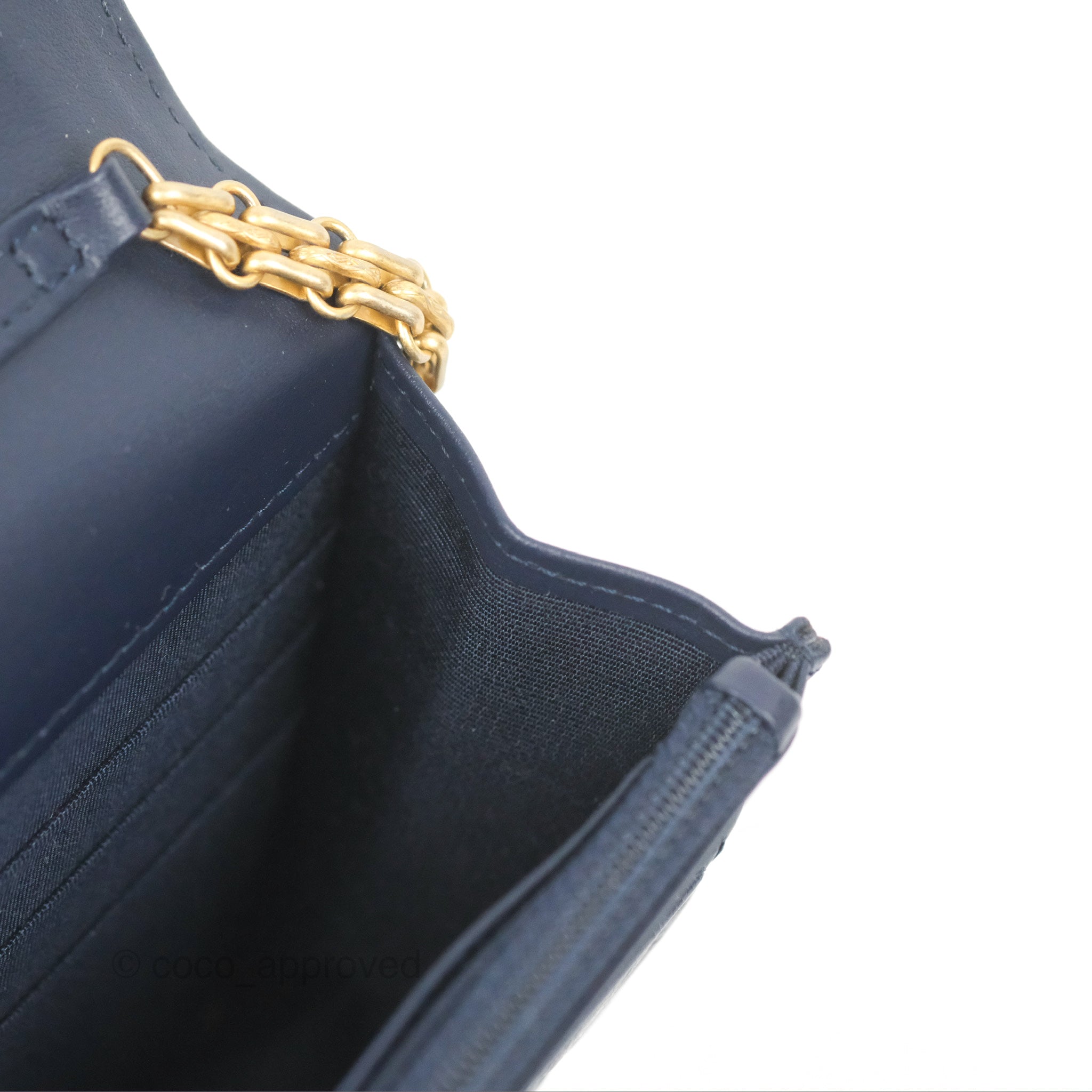 Chanel Quilted Reissue Wallet On Chain WOC Navy Aged Calfskin Gold Har –  Coco Approved Studio