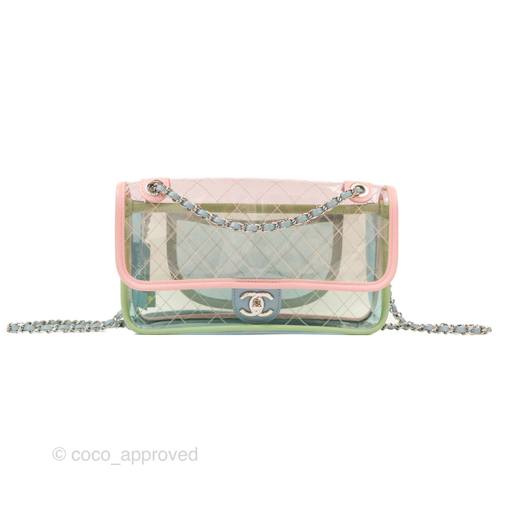 Chanel Coco Splash PVC Medium Flap Bag Blue/Green/Pink Silver Hardware