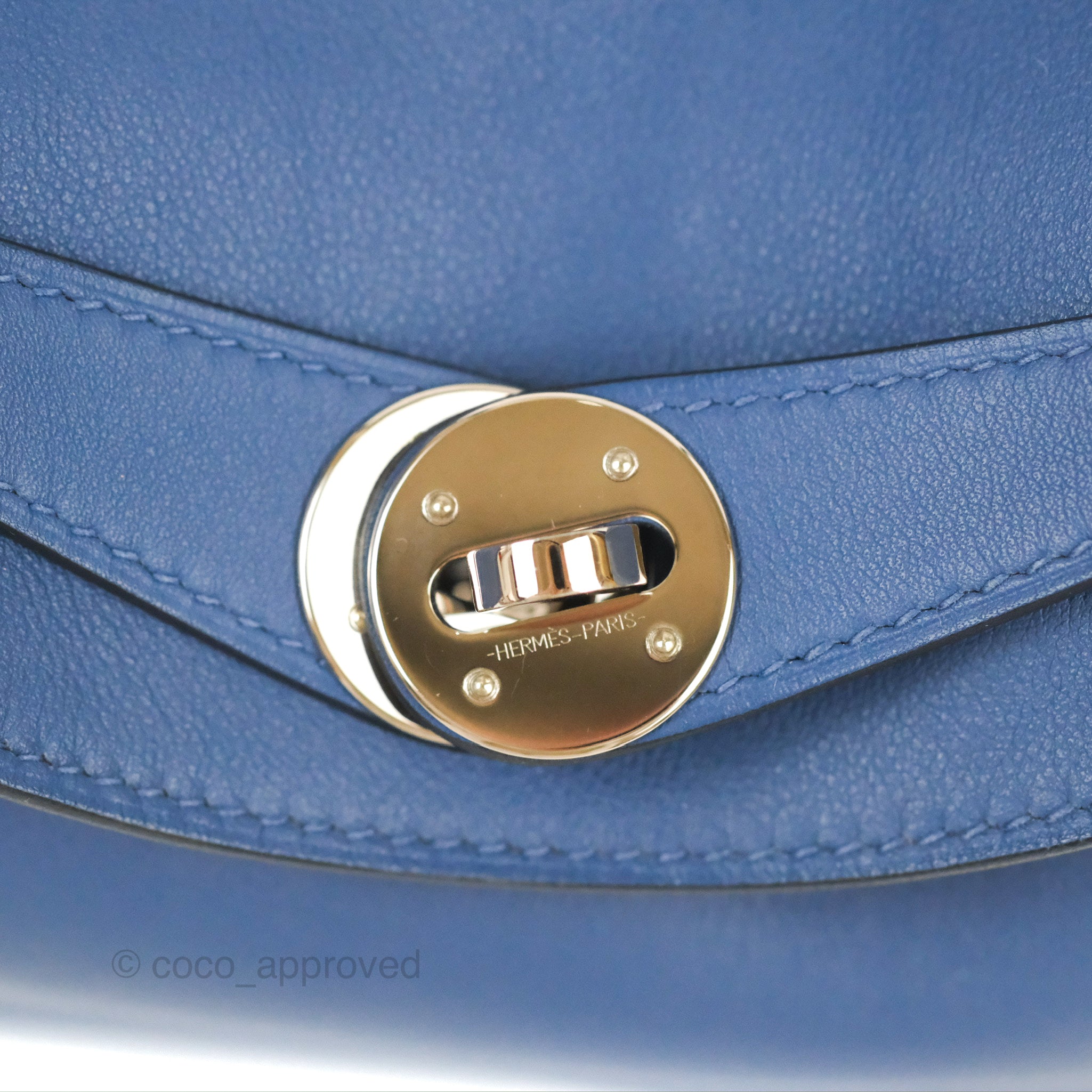 Hermes Lindy 26 Eclat Swift Leather Bleu Brighton/ Cappucine Duo Colors  Palladium Hardware