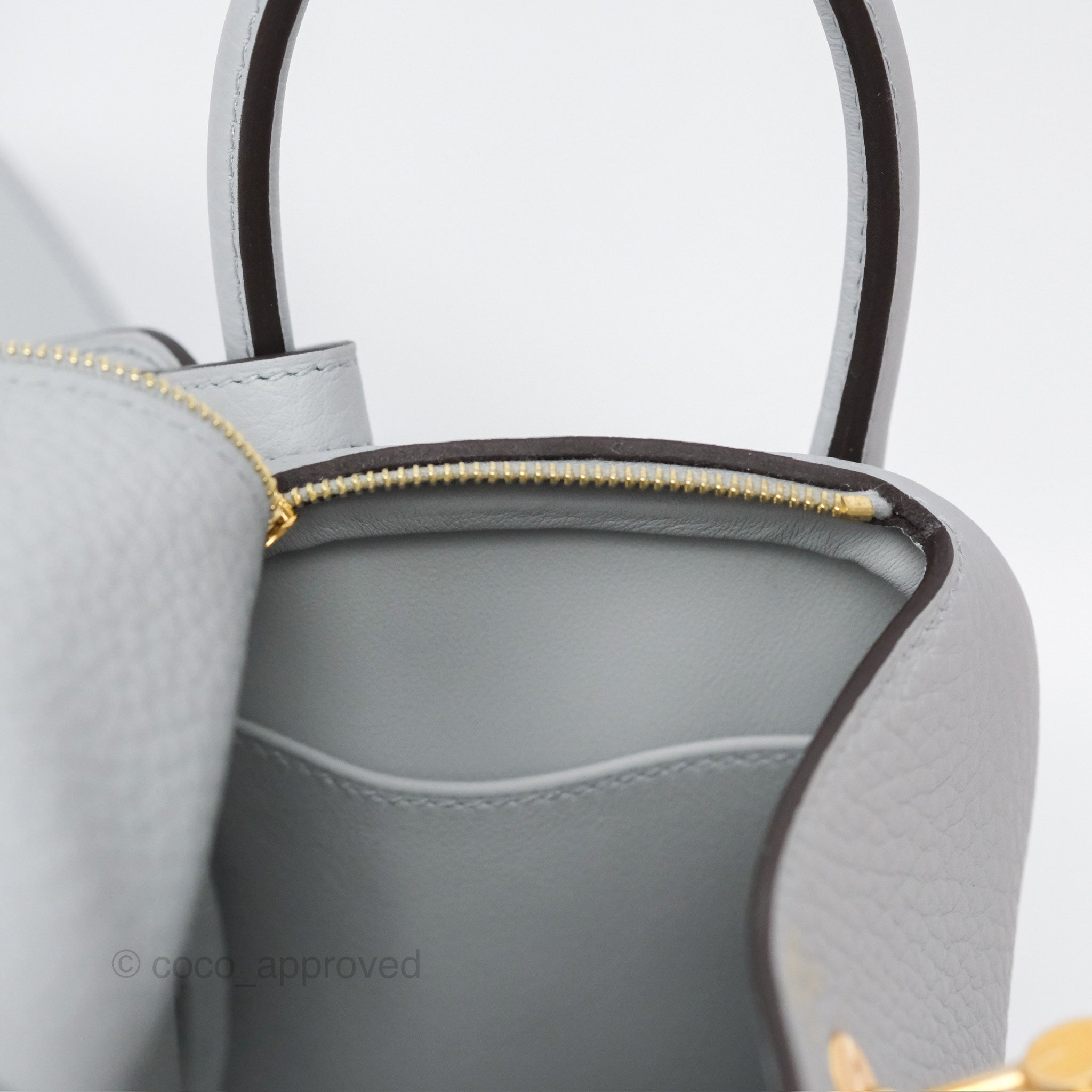 Hermès Mini Lindy 20 Blue Glacier 8U Clemence Gold Hardware – Coco