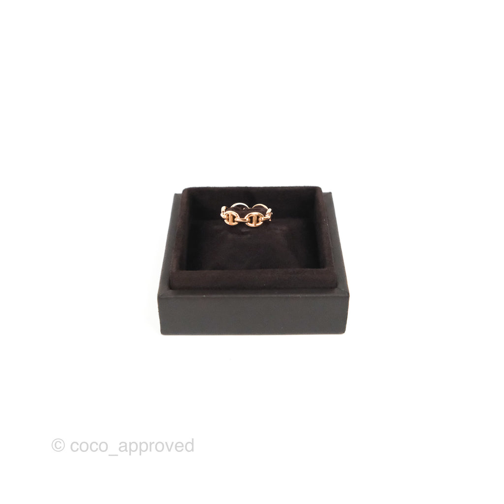 Hermès Chaine d'Ancre Enchainee Band Ring PM Rose Gold Size 51