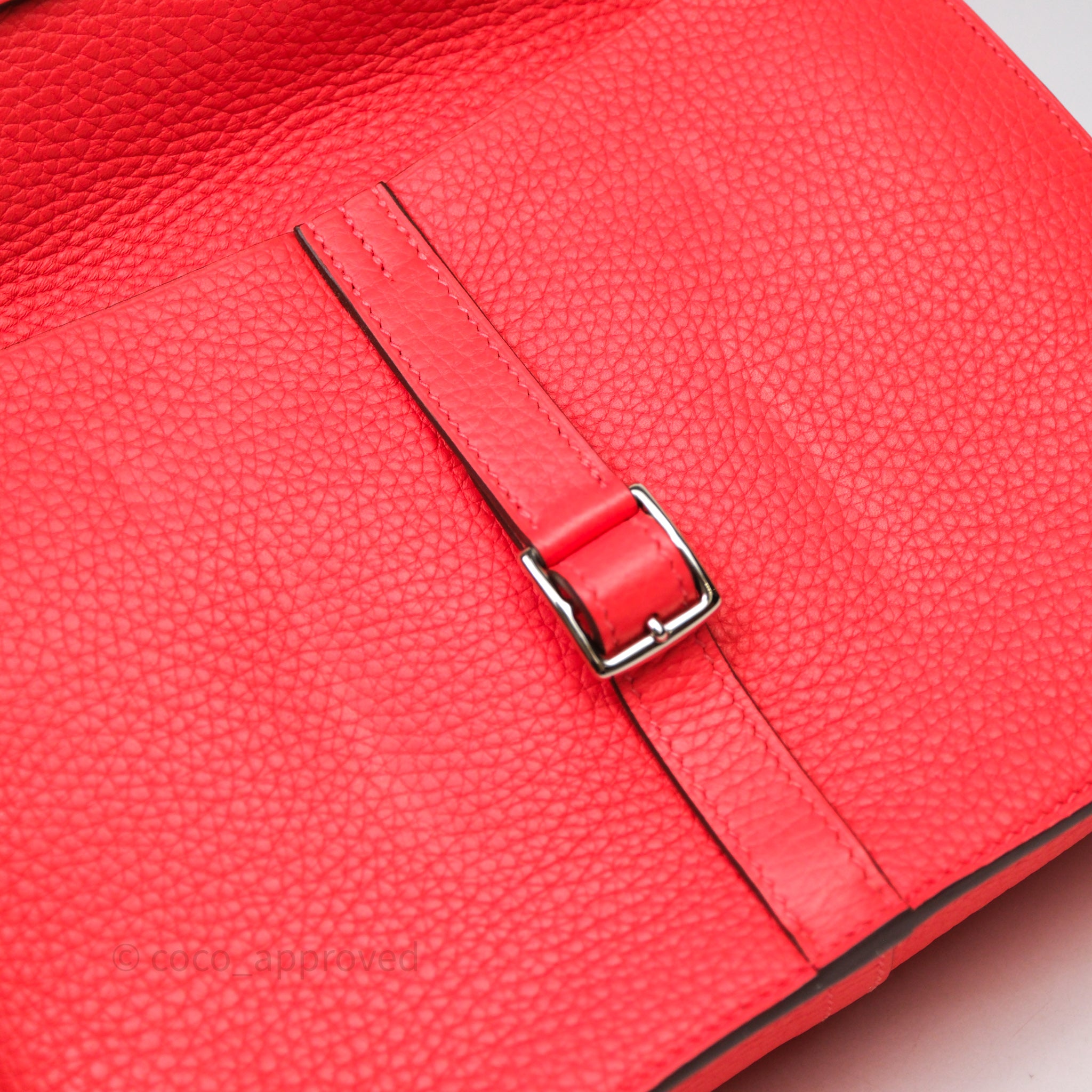 Hermès Halzan 25 Taurillon Cleme Rose Texas 0E Clemence Palladium