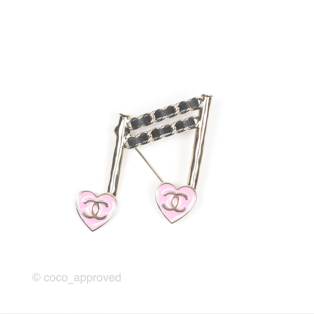 Chanel Heart Studded Street Style With Jewels Brooch Gold Tone 24A