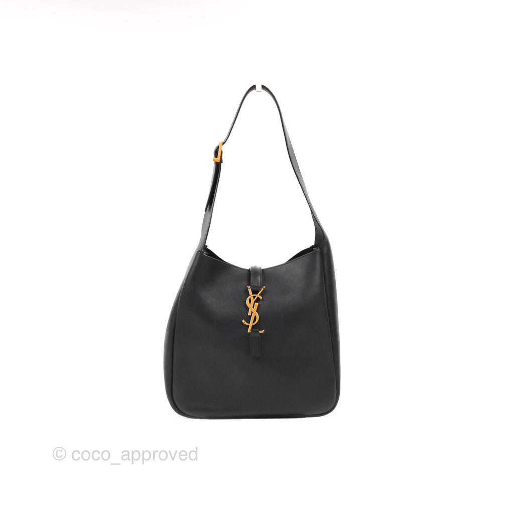 Saint Laurent Small ‘Le 5 a 7’ Hobo Bag Black Grained Leather