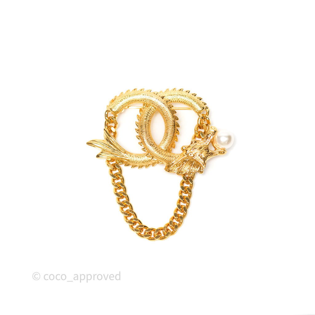 Chanel CC Dragon Chinese New Year Edition Brooch Gold Tone 24C