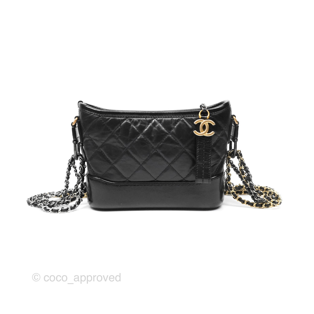 Chanel Small Gabrielle Hobo Quilted Black Aged Calfskin