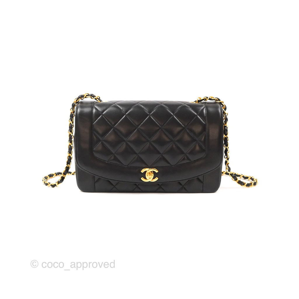 Chanel Black Quilted Lambskin Medium Vintage Classic Diana Flap Bag