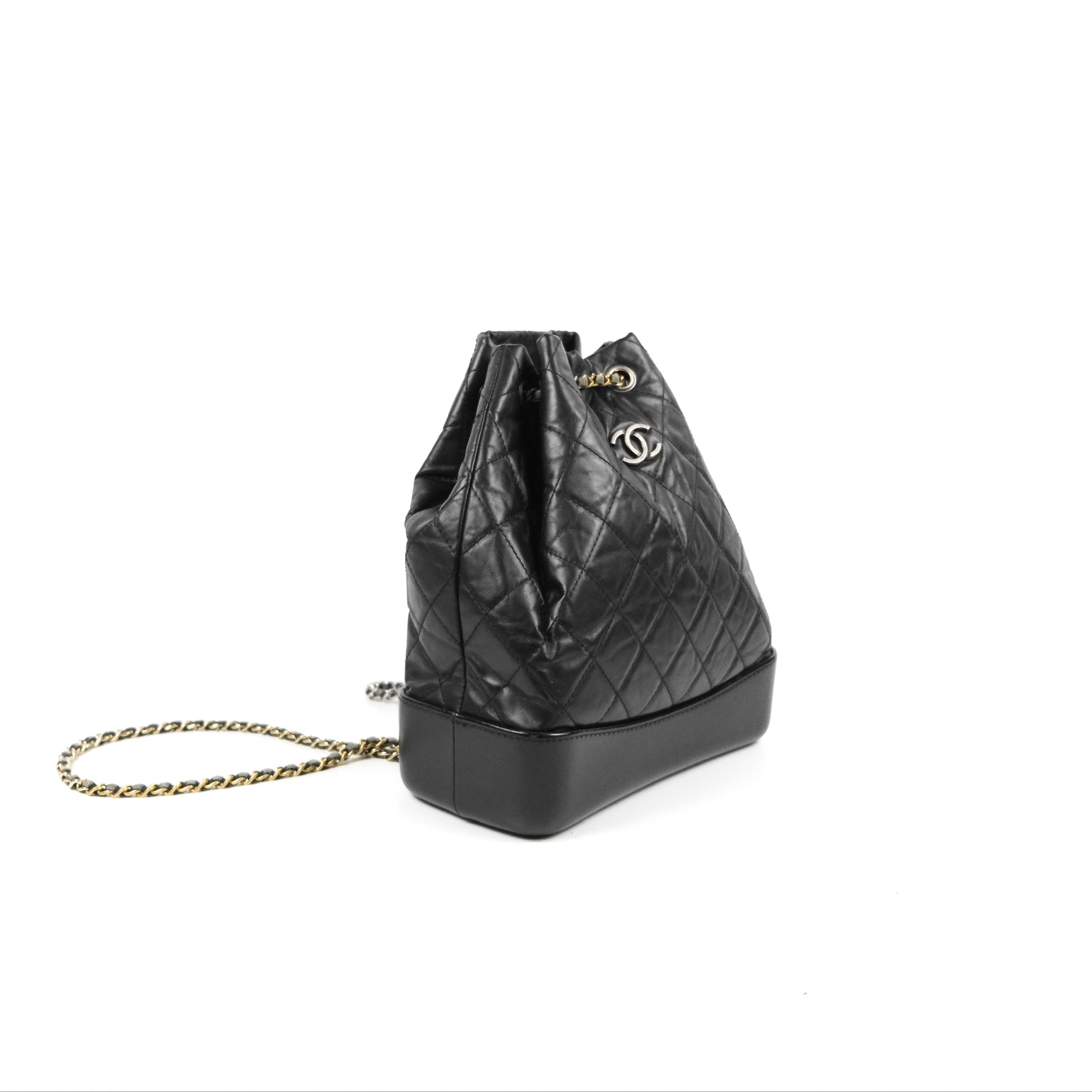 Chanel Gabrielle Backpack Black Aged Calfskin Medium Black – Coco