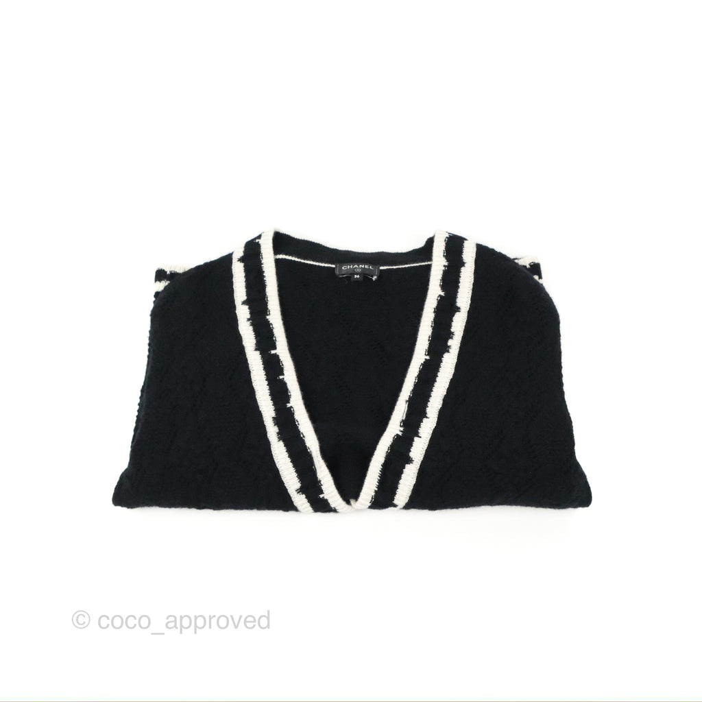 Chanel Black & White Cashmere Cardigan 22C