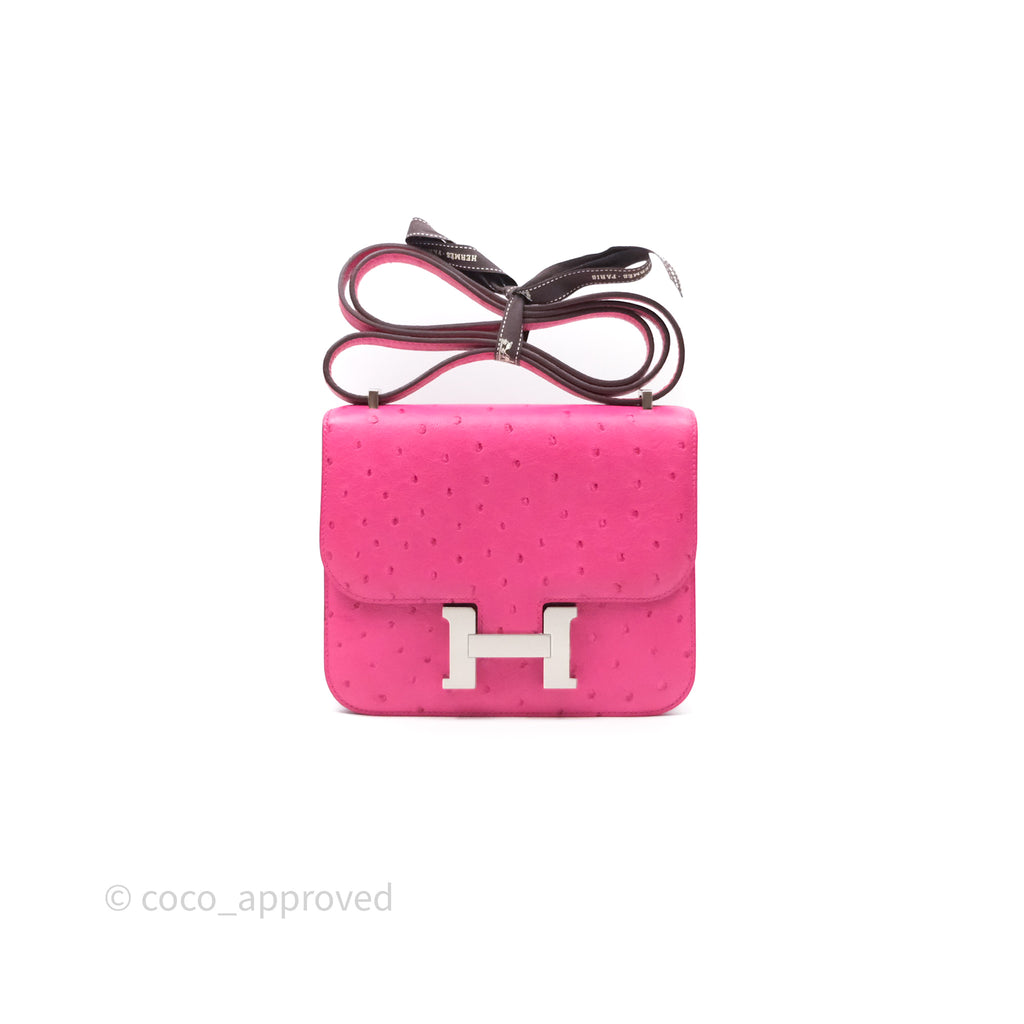 Hermès Constance Mini 18cm Rose Tyrien E5 Ostrich Palladium Hardware