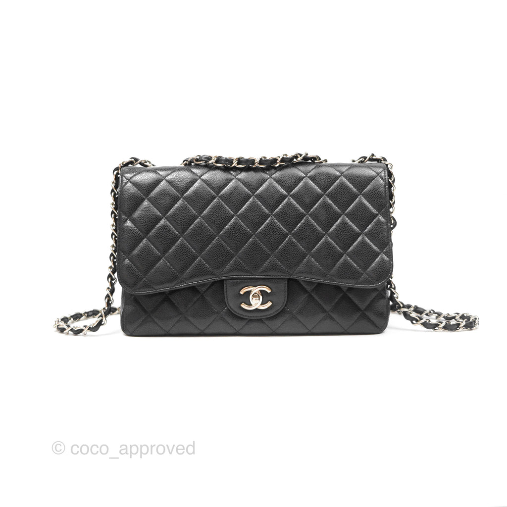 Chanel Jumbo Single Flap Quilted Black Caviar Silver Hardware