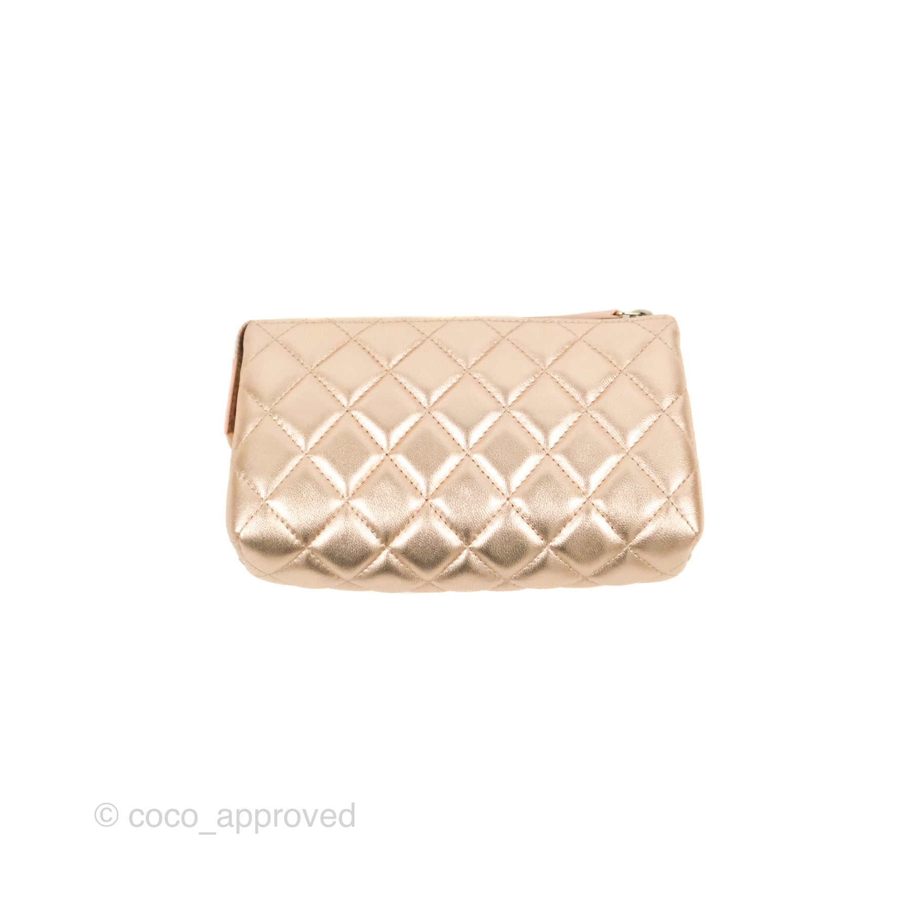 Chanel Toiletry Pouch Metallic Rose Gold Lambskin Silver Hardware – Coco  Approved Studio