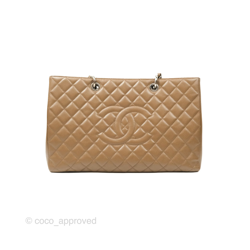 Chanel XL GST Brown Taupe Caviar Silver Hardware