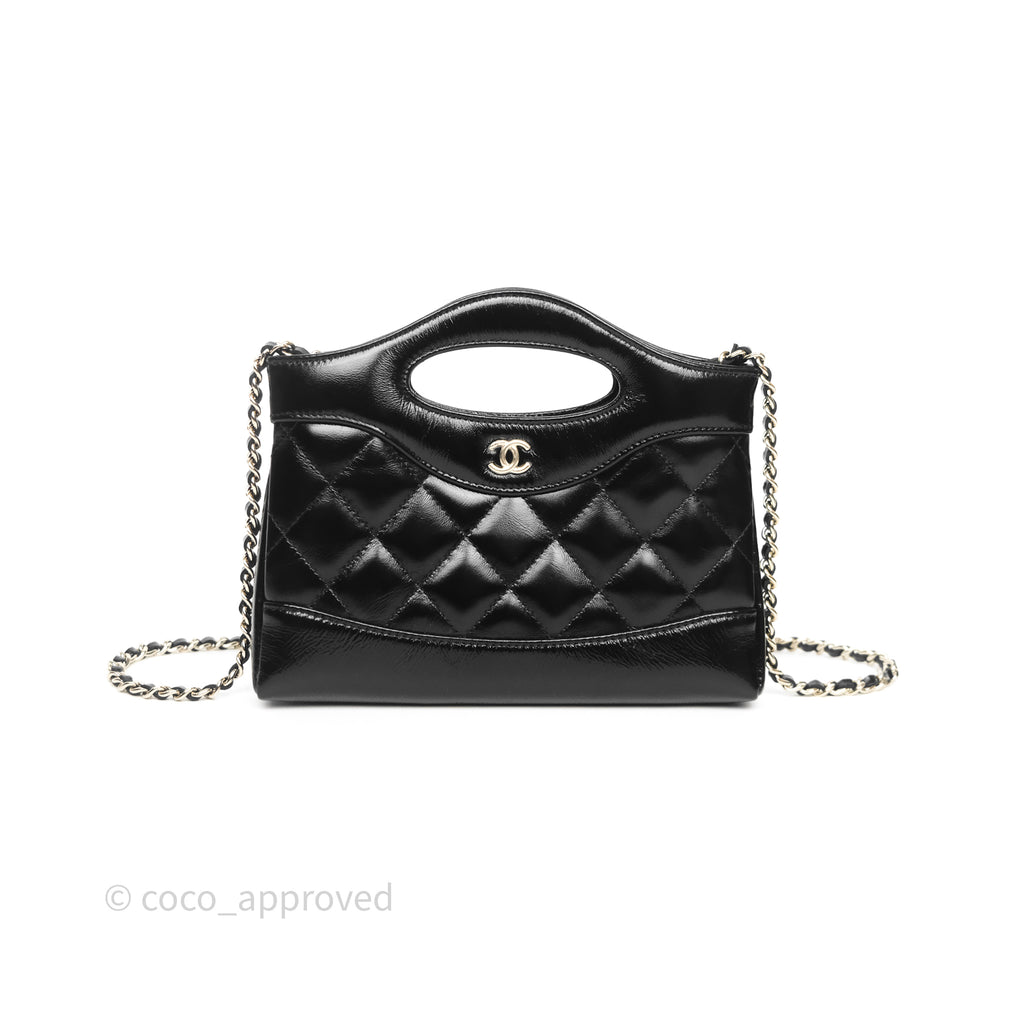 Chanel Nano 31 Black Shiny Lambskin Gold Hardware