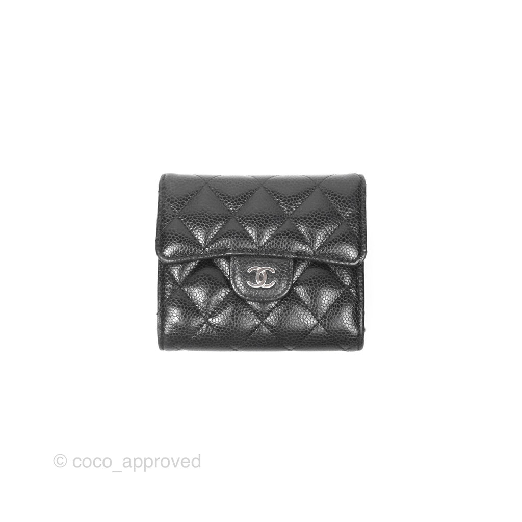 Chanel Classic Short Flap Wallet Black Caviar Silver Hardware