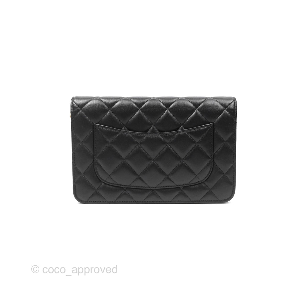 Chanel Quilted Classic Wallet on Chain WOC Black Lambskin Gold Hardware