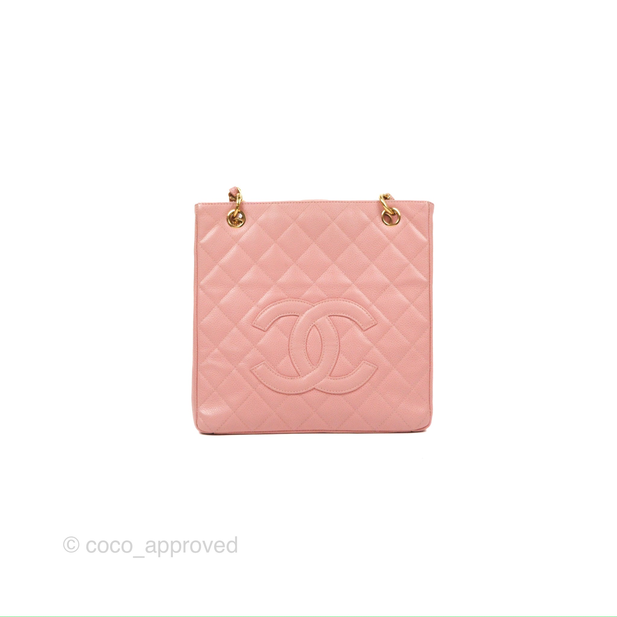 Chanel Quilted Petit Shopping Tote PST Sakura Pink Caviar Gold
