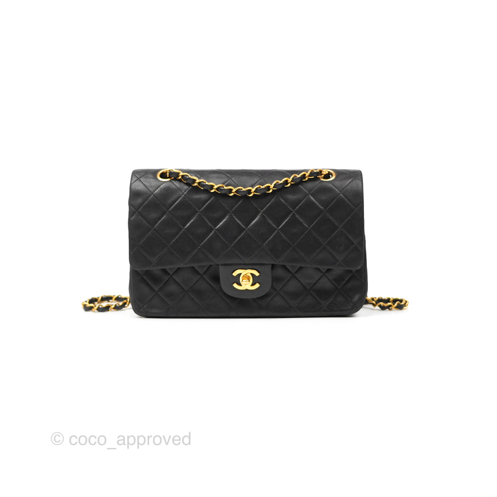 Chanel Classic Vintage Medium Flap Black Lambskin 24K Gold Hardware