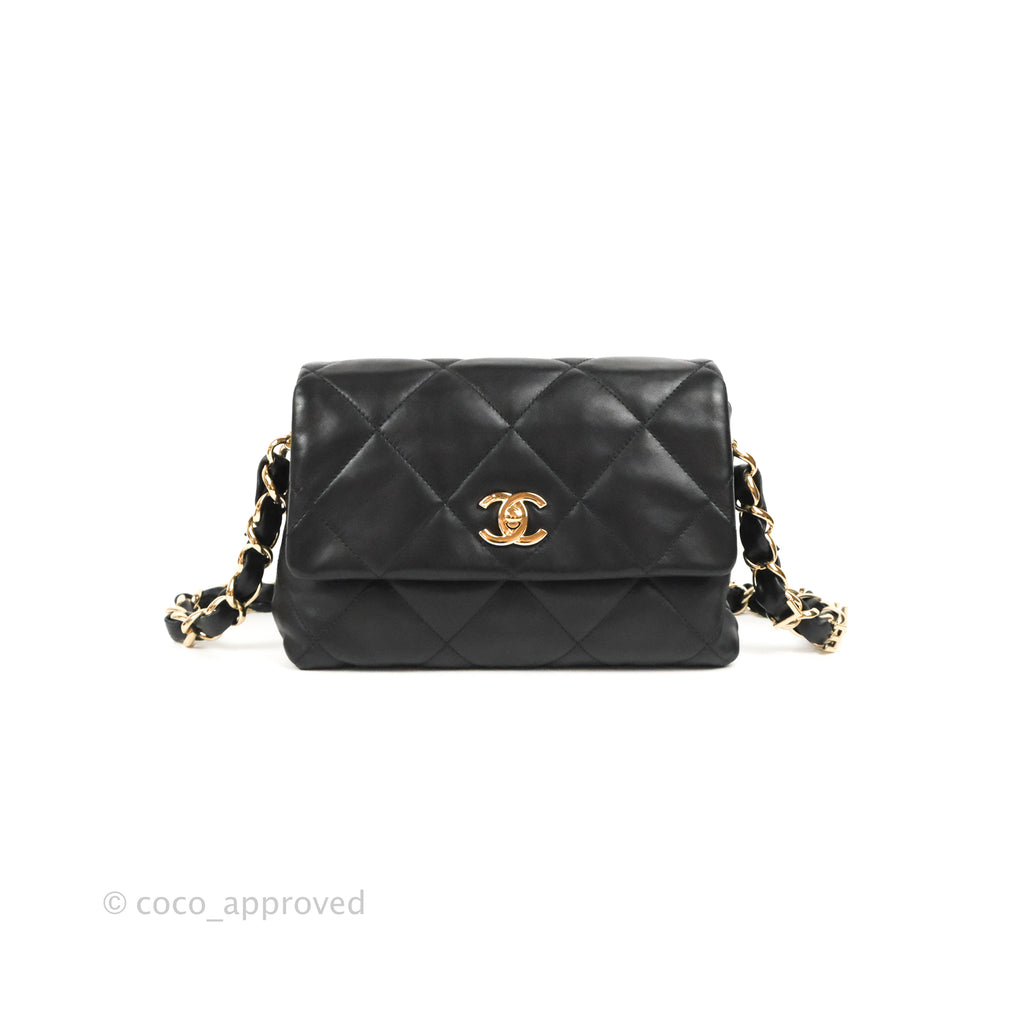 Chanel Small Logo Chain Flap Black Lambskin Gold Hardware