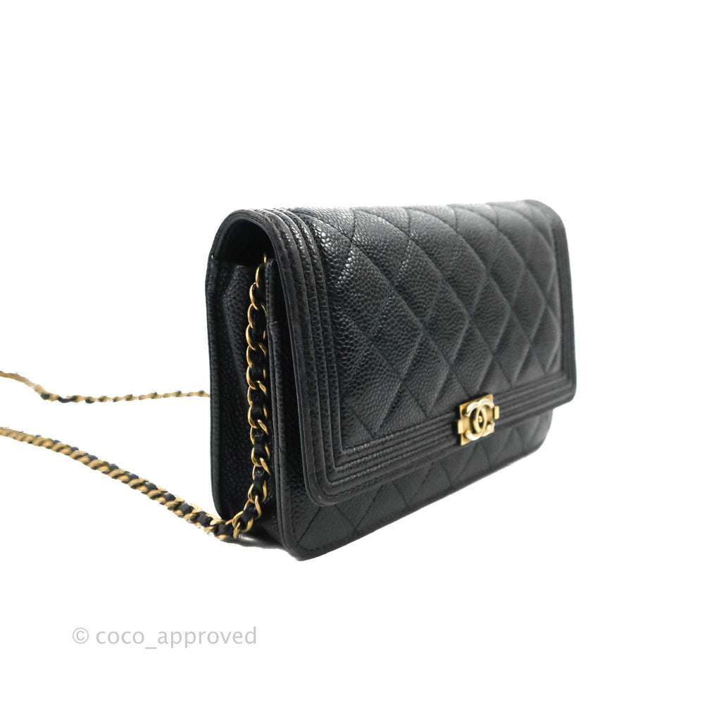 Chanel Boy Wallet on Chain WOC Dark Navy Caviar Gold Hardware