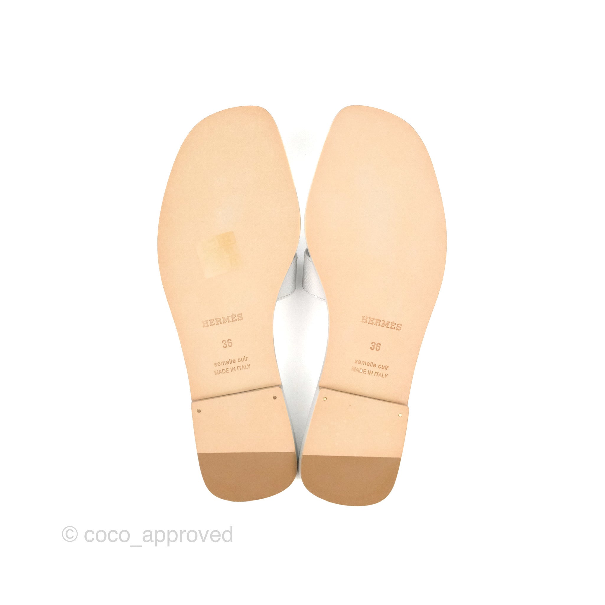 Hermes Bleu Glacier Epsom Leather Oran Sandals Size 3.5/34