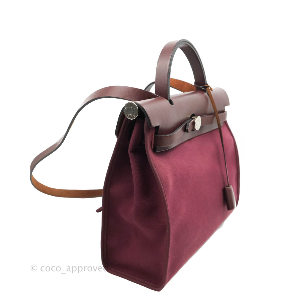 Hermès Herbag Zip 31 in Prune Hunter Cowhide & Canvas Palladium Hardware