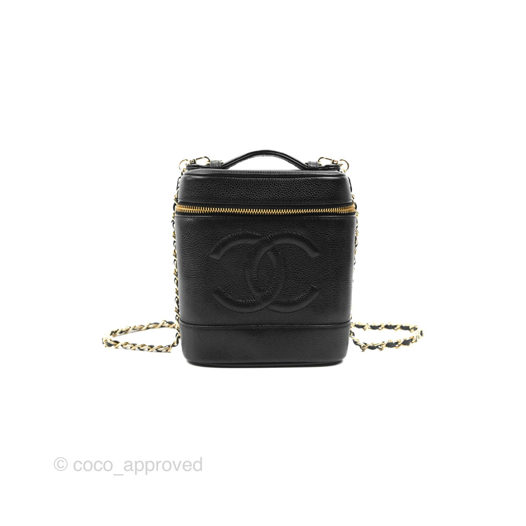 Chanel Vintage Vanity Case Black Caviar Gold Hardware