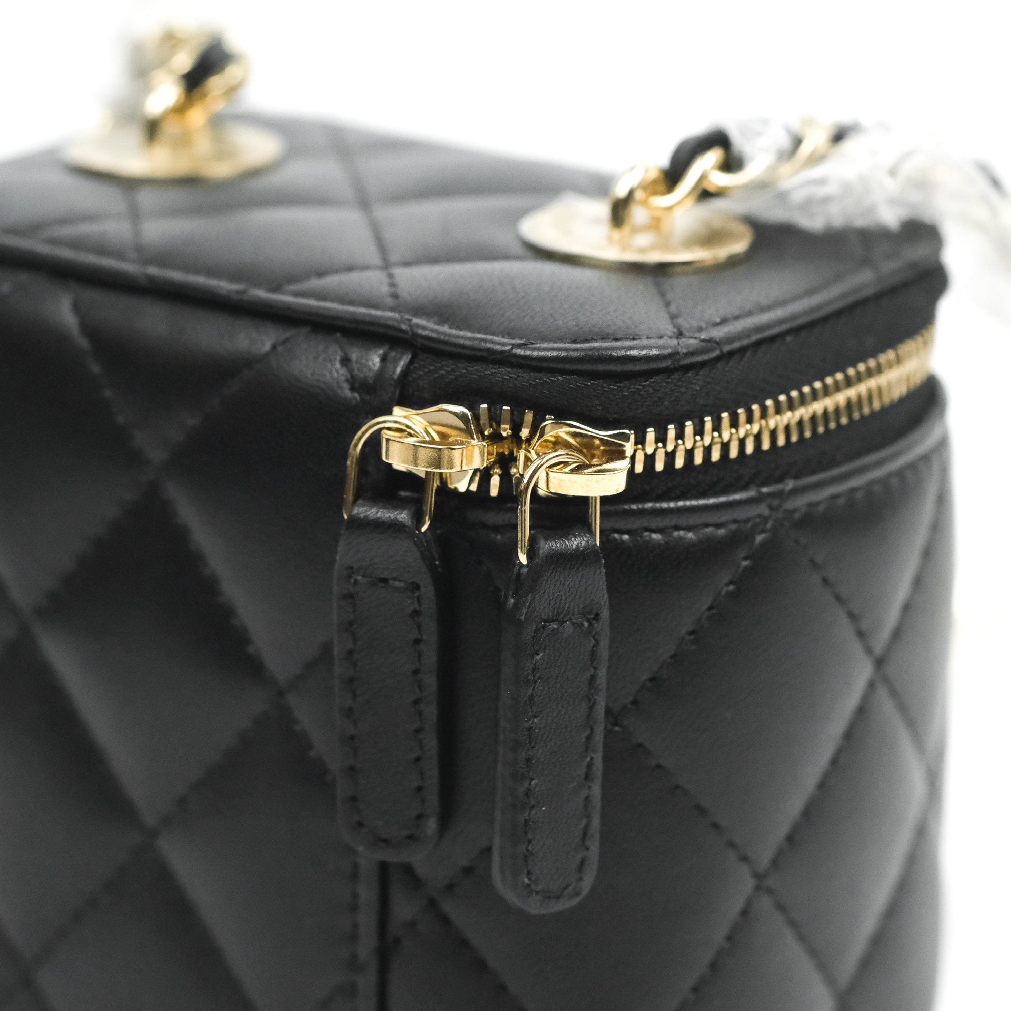 Chanel Black Quilted Grained Calfskin Small Vanity Case Gold Hardware, 2021, Womens Handbag