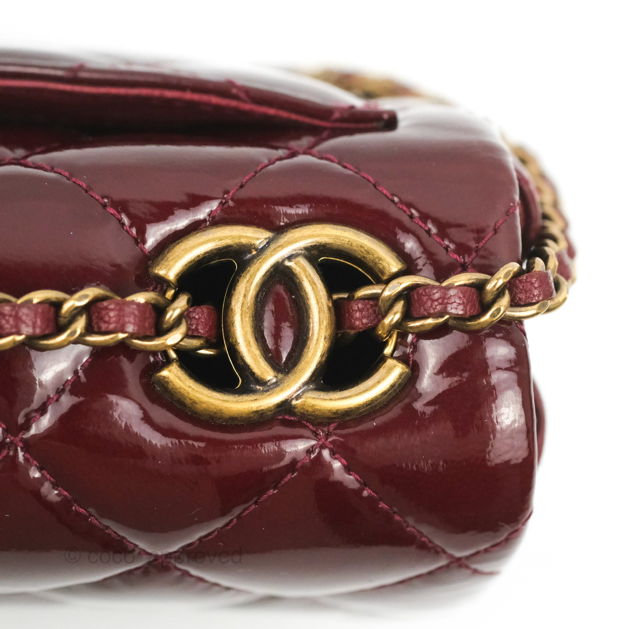 Chanel Burgundy Quilted Goatskin Small 19 Bag Silver And Gold