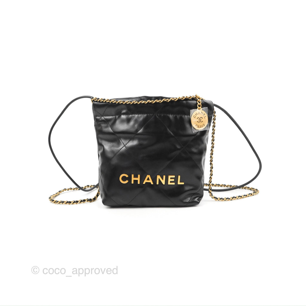 Chanel 22 Mini Bag Black Crumpled Calfskin