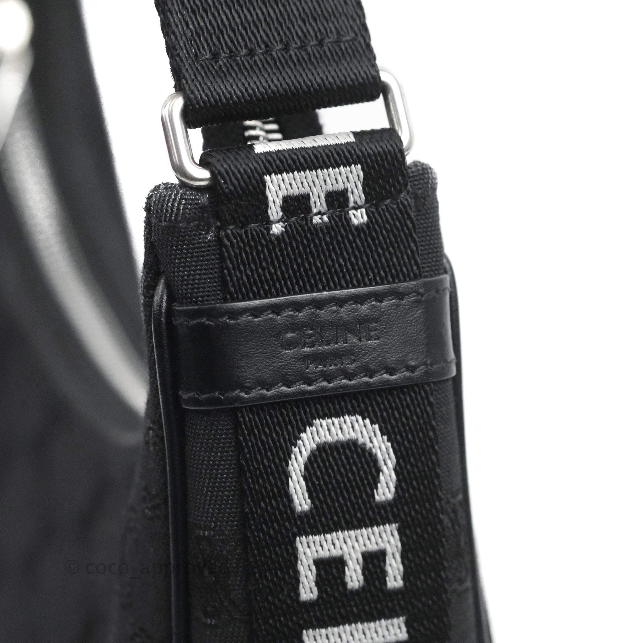 Celine Nylon Medium Ava Triomphe Shoulder Bag With Strap Black – STYLISHTOP