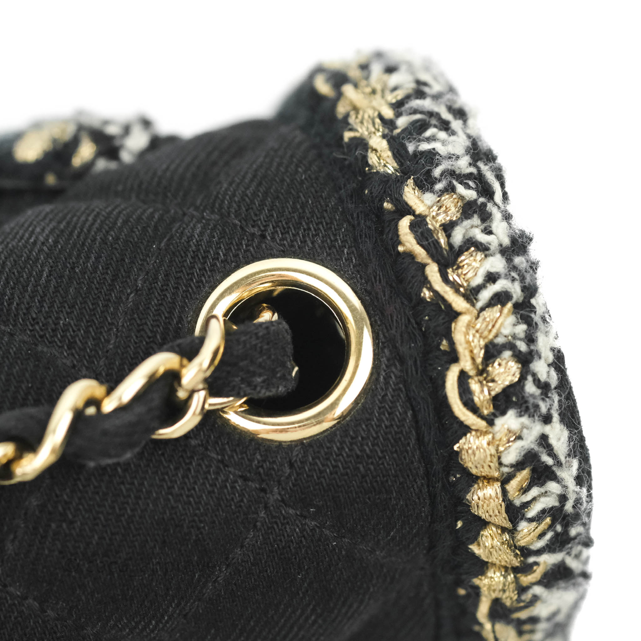 Chanel Classic Flap Bag Black Denim Braided Gold Hardware 18A – Coco  Approved Studio