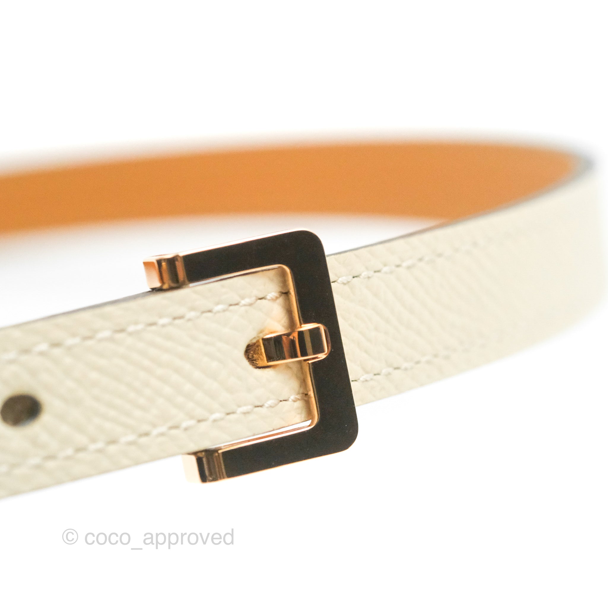 Hermes Pop H Belt Craie Rose Gold Hardware 70