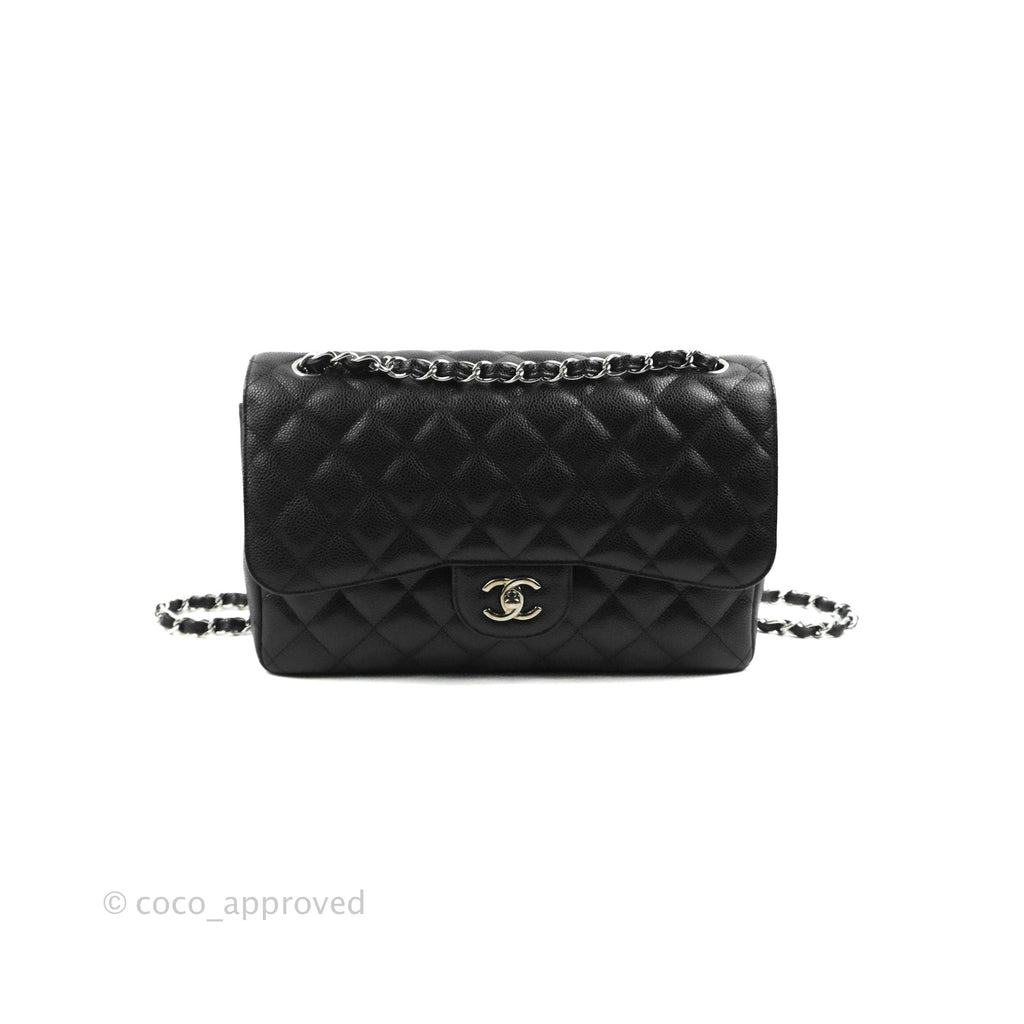 Chanel Jumbo Double Flap Black Caviar Silver Hardware⁣⁣