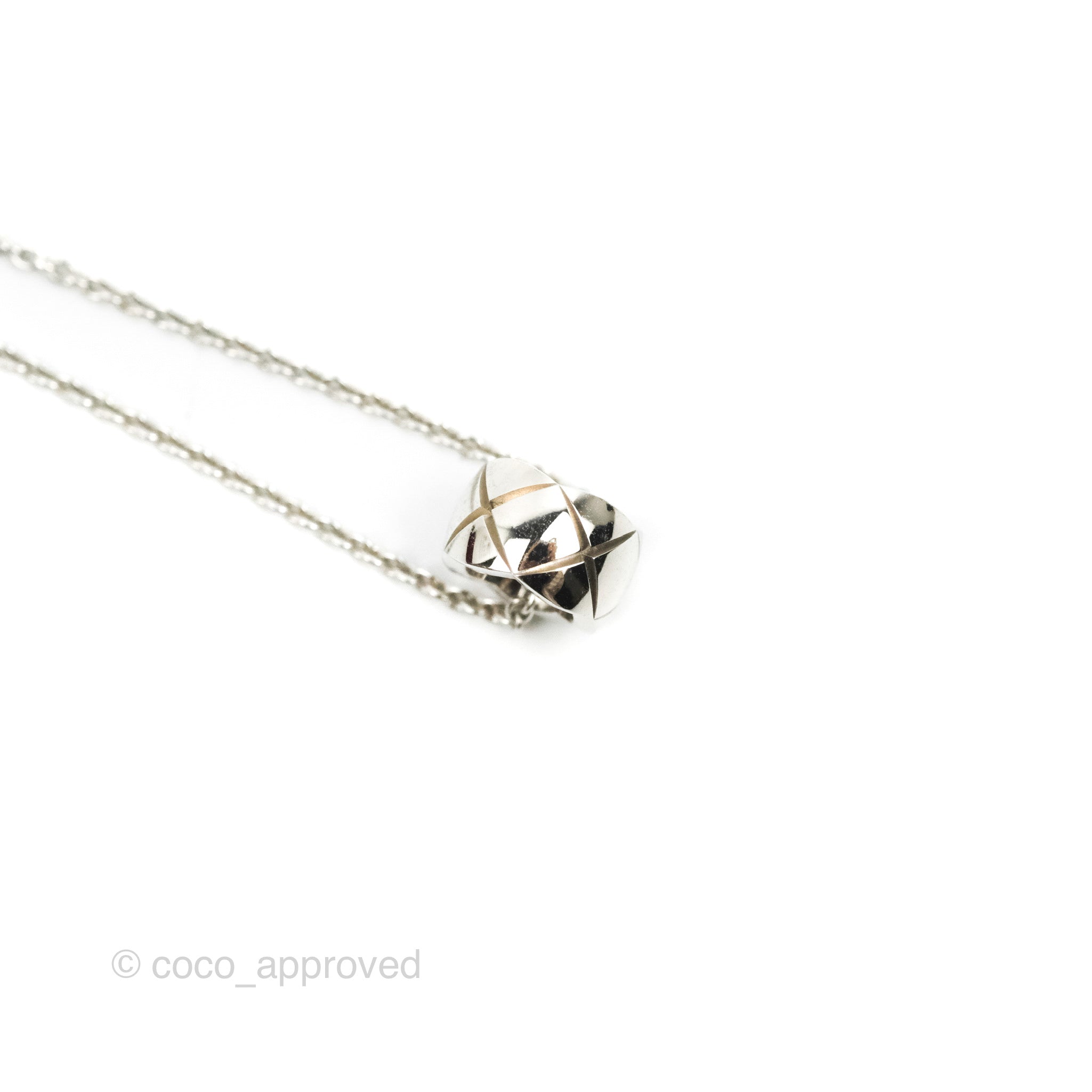 Inspired Chanel Coco Crush Pendant Necklace 18k White Gold with Diamonds
