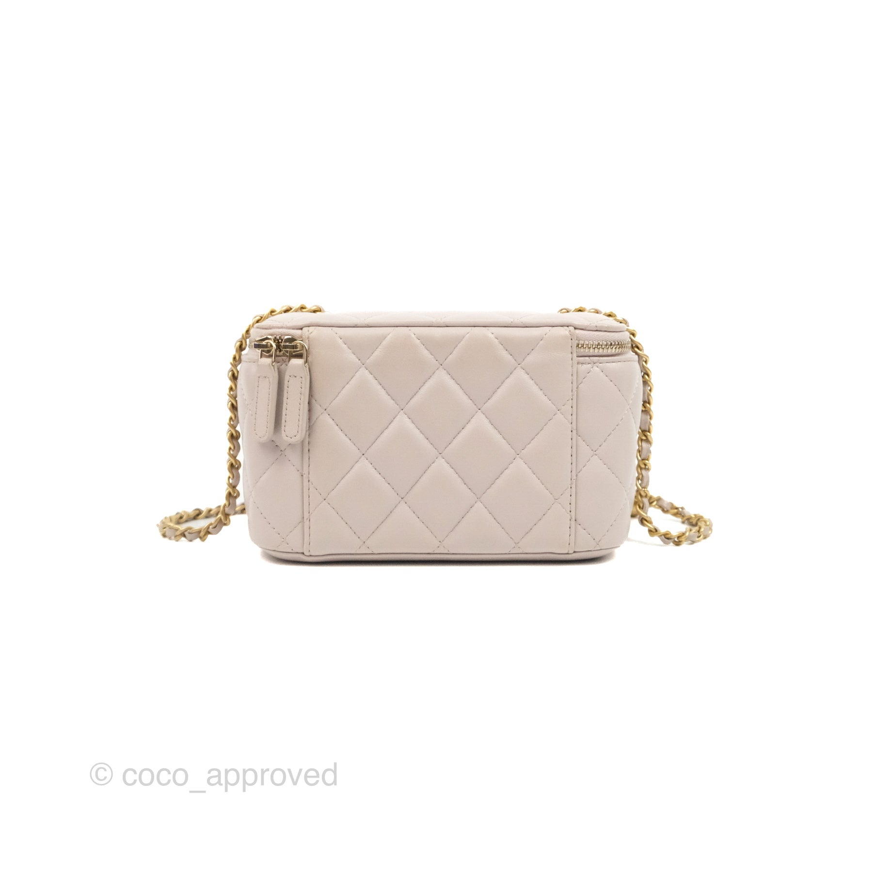 Chanel Pearl Crush Vanity With Chain Light Lilac Lambskin Aged