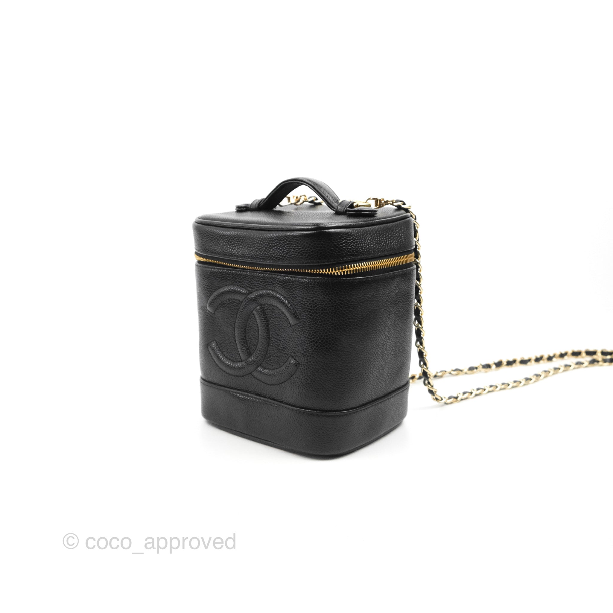 Chanel Vintage Black Caviar Vanity Bag Gold Tone Hardware